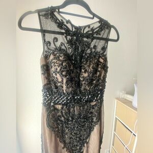 Elegant Black Embroidered Maxi Dress